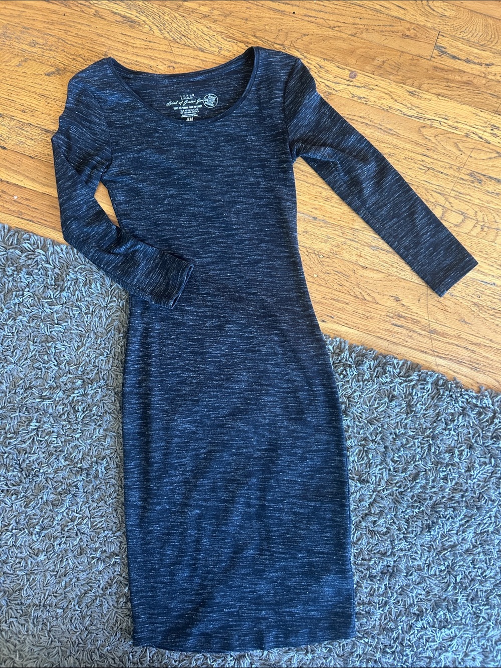 Women's Long Sleeve Heathered Bodycon Dress - Charcoal